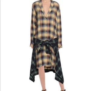 DRIES VAN NOTEN Daruno Plaid Long Sleeve Midi Shirt Dress